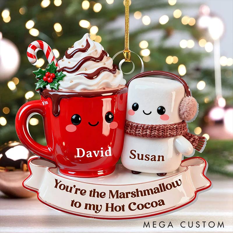Personalized You Are The Marshmallow To My Hot Cocoa Couple Hot Cocoa Marshmallow Chrismas Tree Decoration with Names Chrismas Gift for Husband Wife