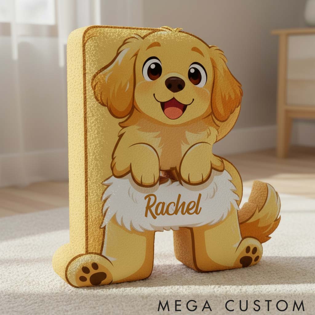 Personalized Dog Lover Golden Retriever Letter Pillow with Custom Name  Graphic 3D Print Pillow