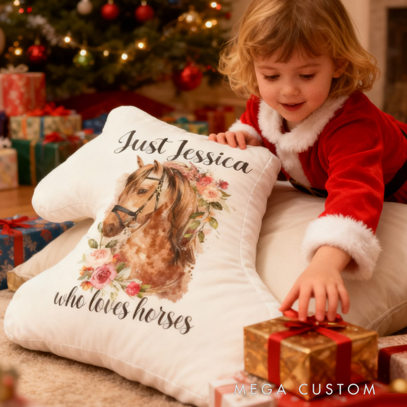 Personalized Equestrian Just A Girl Graphic 3D Print Pillow for Riding Enthusiasts Horse Lovers Rider Racing Soft and Funny Home Decor