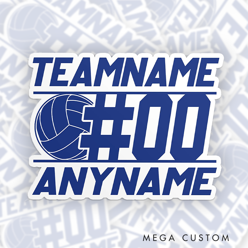 Personalized Volleyball Sticker Custom Team Name, Player Name and Number for Laptop