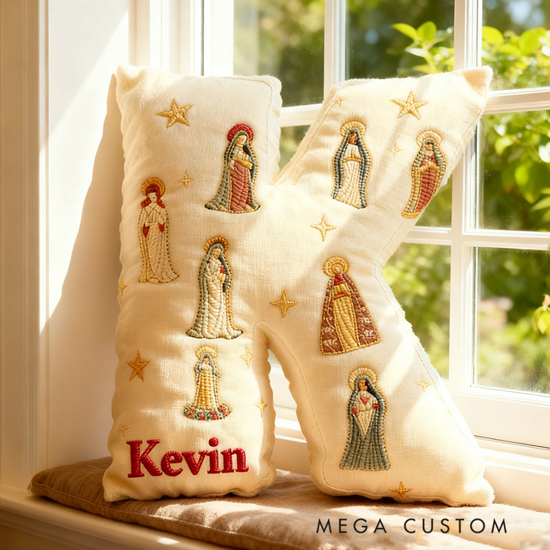 Personalized Mother of God Pray for us Letter Pillow with Custom Name Home Decor Christian Pillow Religious Gift for Kids Adults