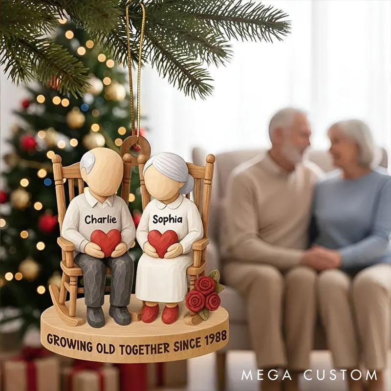 Personalized Heart Couple Growing Old Together since Ornament Chrismas Tree Decoration with Names Chrismas Gift for Husband Wife