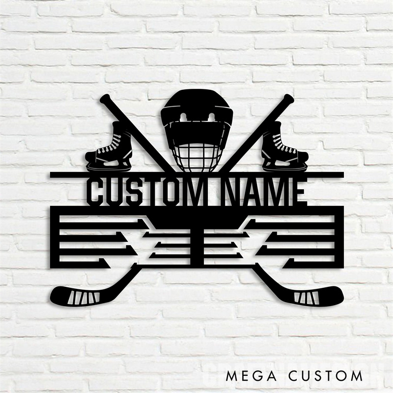 Personalized Hockey Player Metal Wall Art with Custom Name for Kids Room Metal Decor