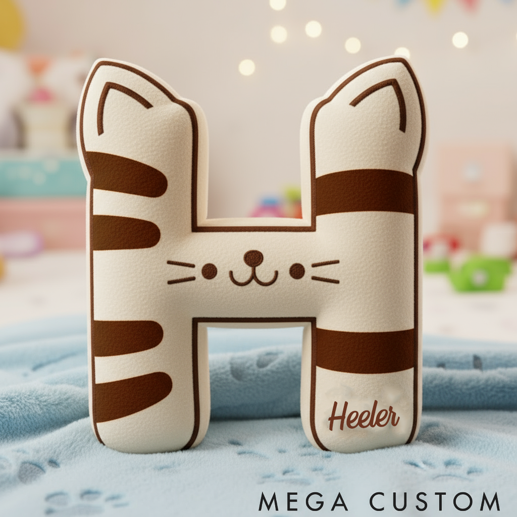 Personalized Cat Lover Letter Pillow Graphic 3D Print Pillow