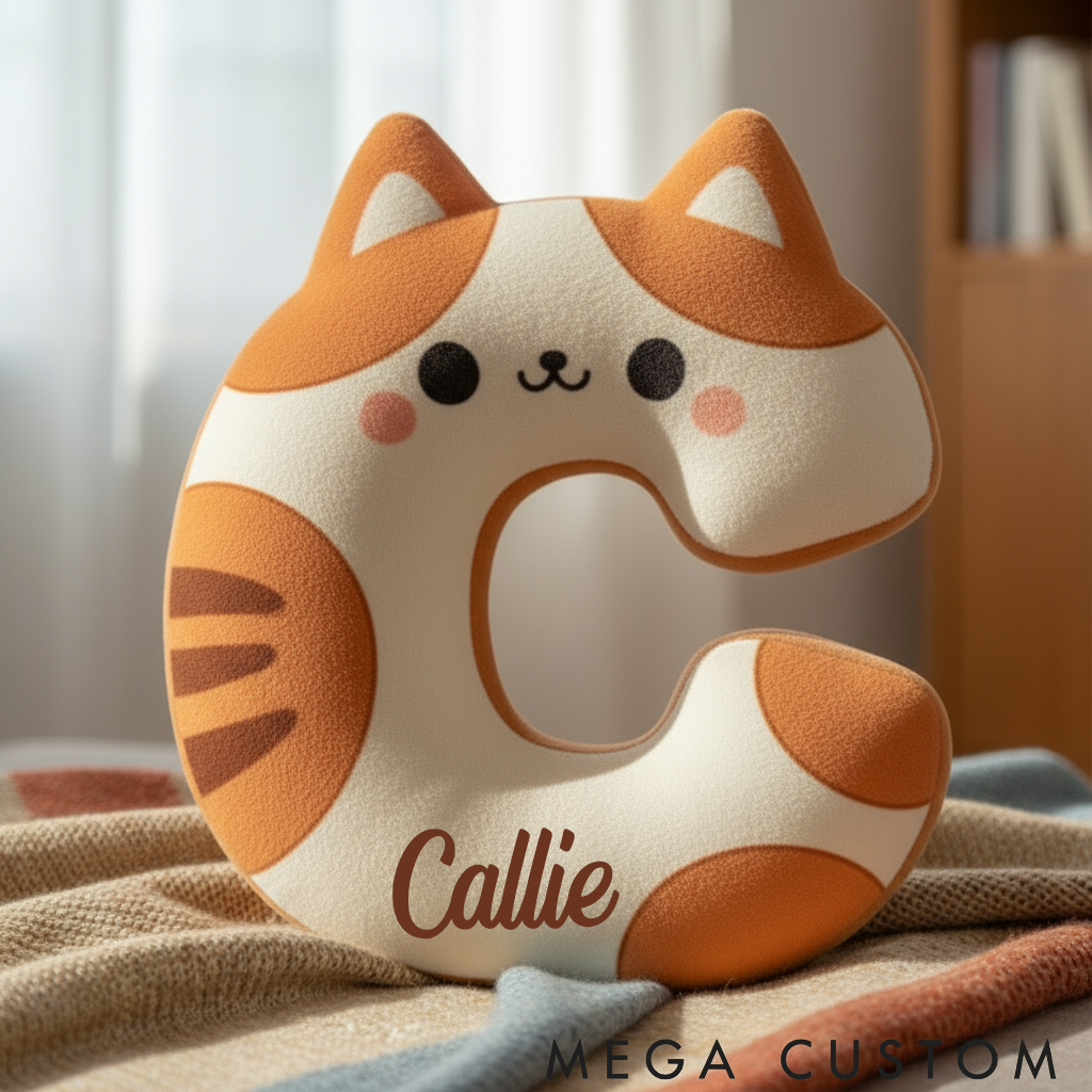Personalized Cat Lover Cat Letter Pillow Graphic 3D Print Pillow