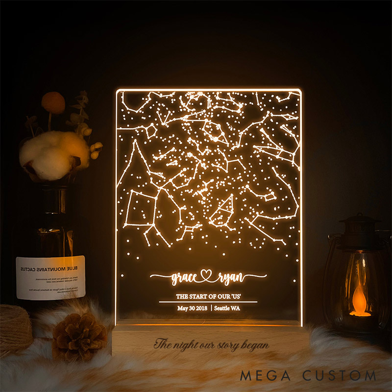 Personalized Couple Star Map by Date and Location Night Light Custom The Night Our Story Began Night Lamp for Her Constellation Map Anniversary Gift