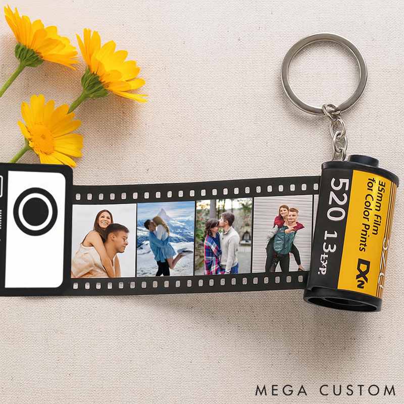 Personalized Photo Keychain Film Roll Custom Camera Roll Keyring with Couple Photo Anniversary Gift for Him Her Valentine's Day gift