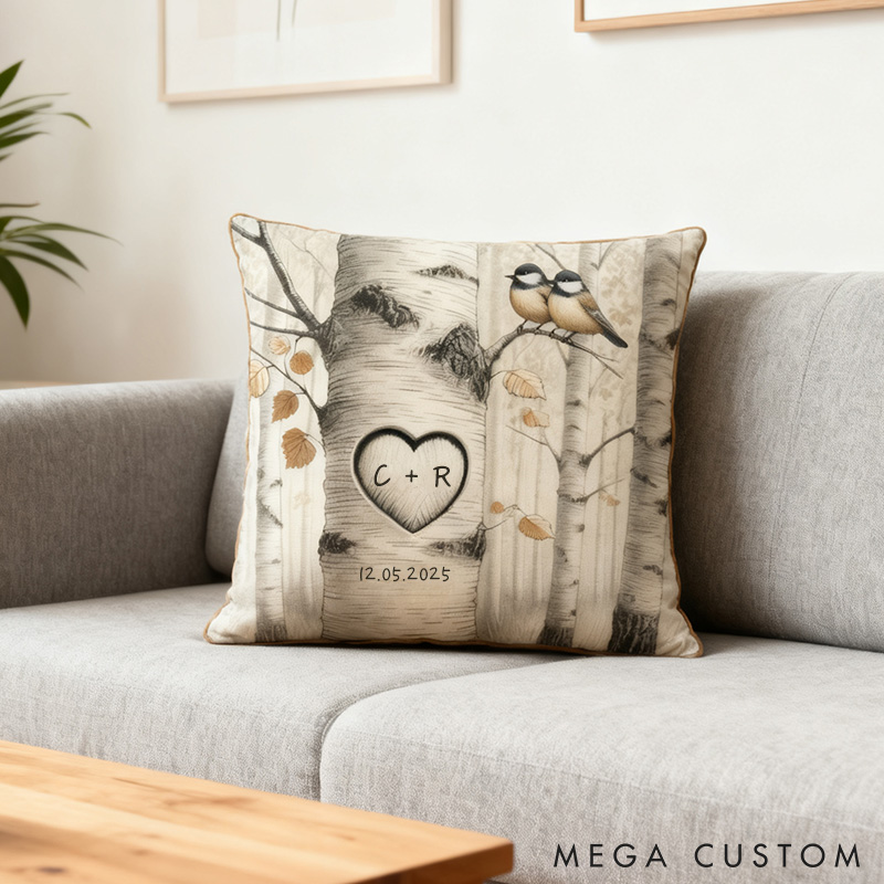 Personalized Couple Bird Pillow Couple Anniversary Lovebird Pillow Newlywed Gift Home Decor Pillow Couple Xmas Gift for Wife Girlfriend