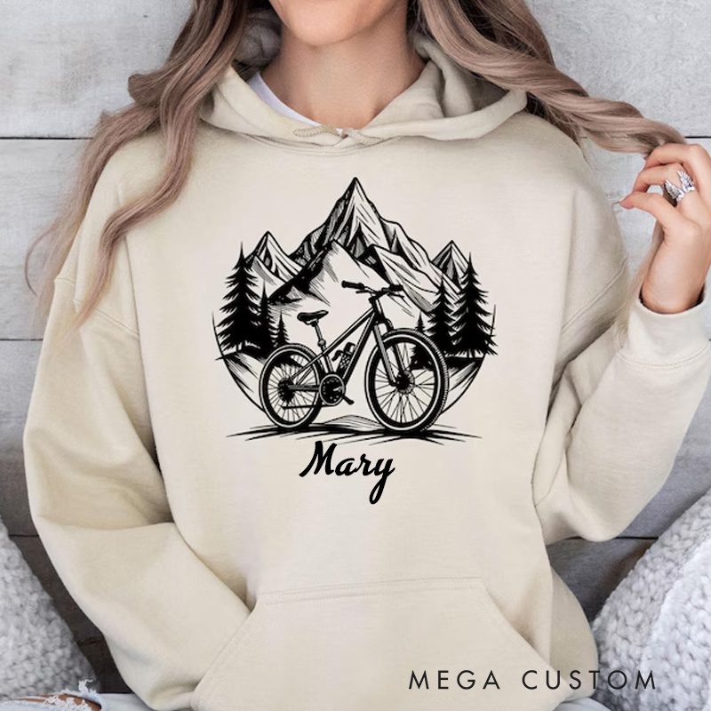 Personalized Mountain Bike Hoodie Bike Lover Gift Top Cycling Hoodie Bicycle Lovers Rider Riding Lovers
