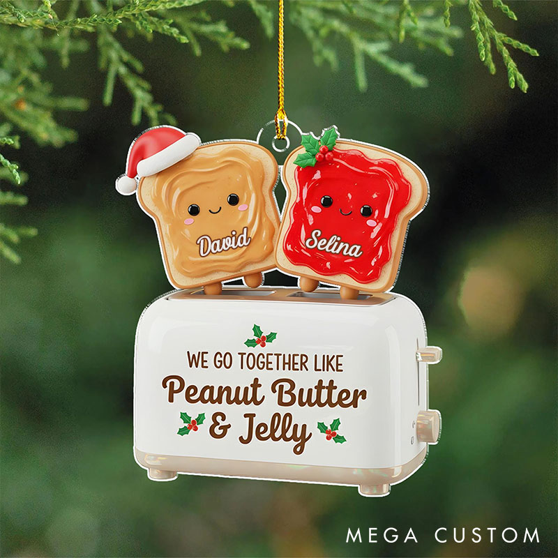 Personalized We Go Together Like Coffee & Donut Ornament Butter Jelly Couple Gifts for Boyfriend Girlfriend Funny Christmas Gift Ideas