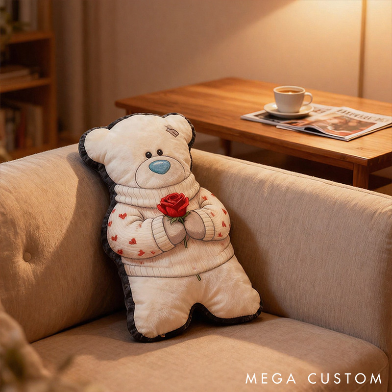 Personalized Teddy Bear Hug Pillow Girlfriend Gift Pillow Cute Bear Pillow for Girlfriend Christmas Gift Pillow