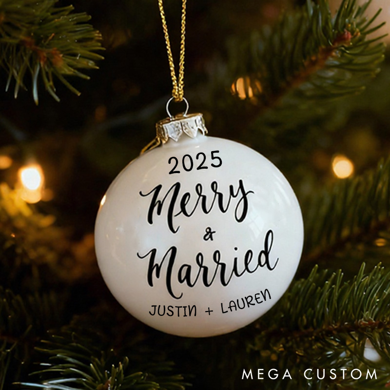 Personalized Merry and Married Ornament Custom Couple 1st Christmas Ornament Newlywed Christmas Gift Decor