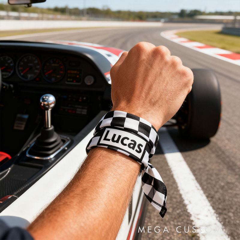 Personalized Checkered Bandana Custom Name Design Unique Gift for Racers and Racing Lovers