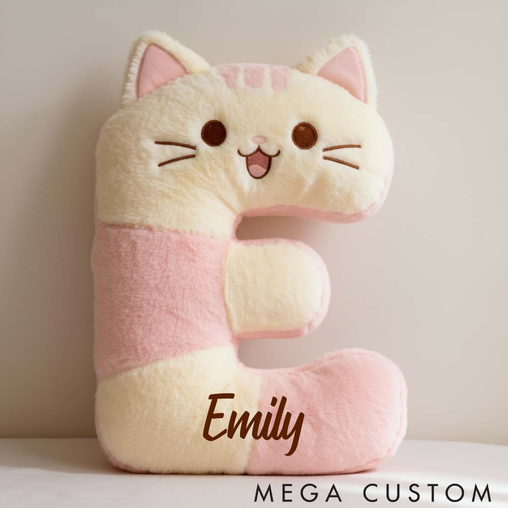 Personalized Cat Lover Pink Cat Letter Pillow Graphic 3D Print Pillow