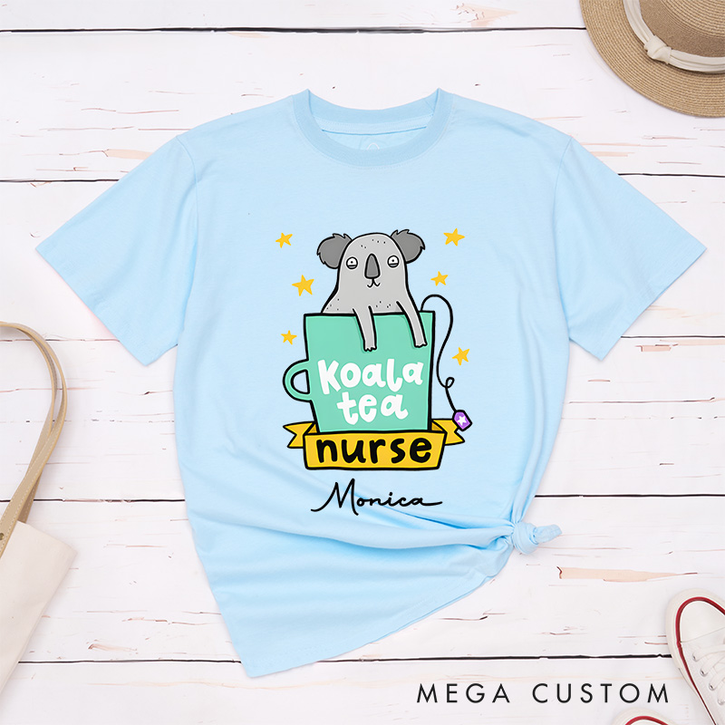 Personalized Nurse T-Shirts Koala Tea Nurse Fashion Design T-Shirts