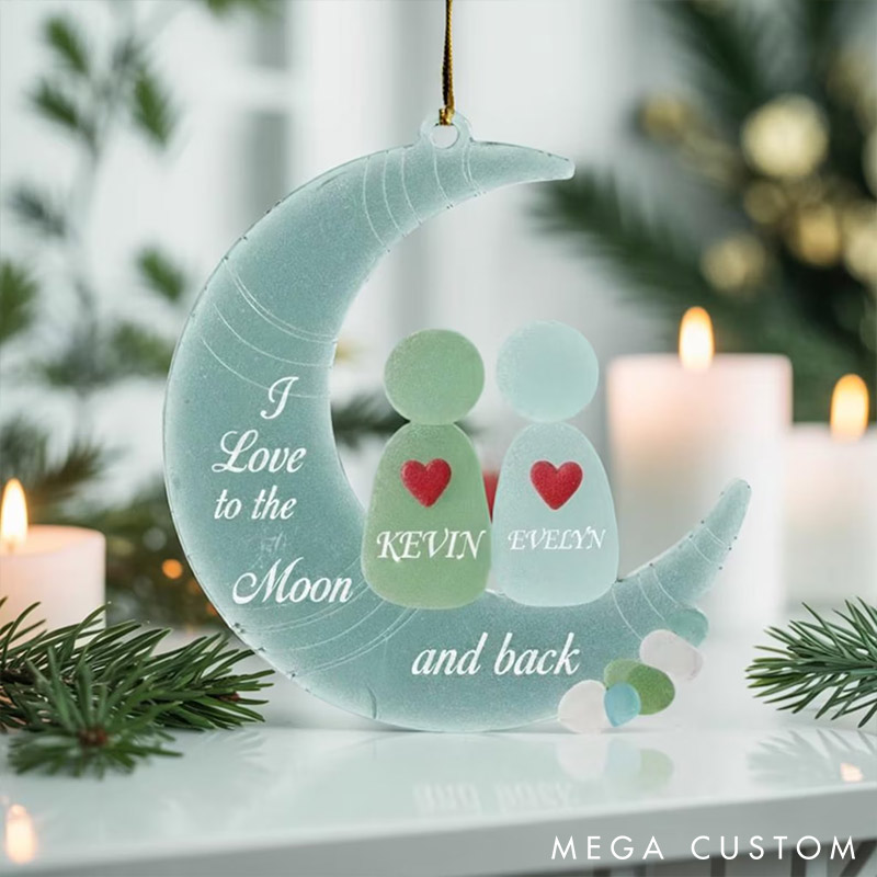 [Copy]Personalized Sea Glass-Style Couple Chrismas 2D Flag Couple Swing Design Ornament Chrismas Decoration with Names Chrismas Gift for Husband Wife