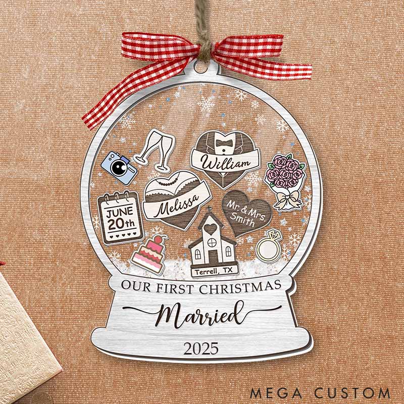 Personalized Our First Christmas as Mr and Mrs Shaker Christmas Ornament Newlyweds Couple Wedding Married Xmas Ornament Christmas Gift for Him Her