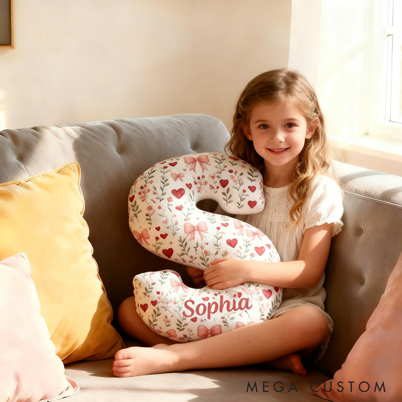 Personalized Flower Girl Floral Initial Pillow Home Decor Pillow Flower Girl Christmas Pillow