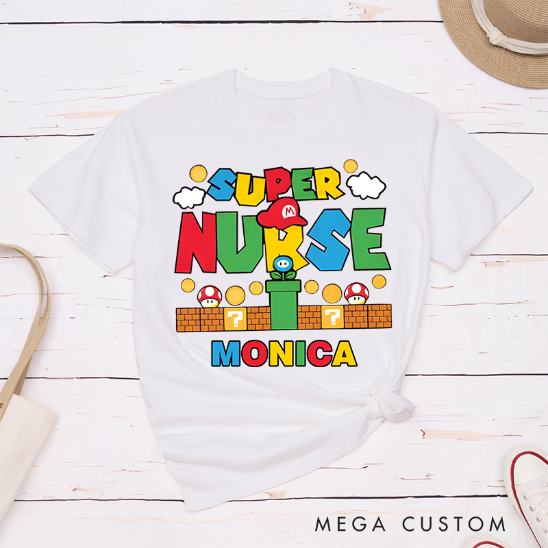 Personalized Nurse T-Shirts Super Nurse Hero of Care Fashion Design T-Shirts
