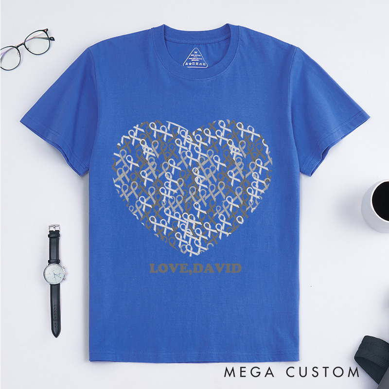 Personalized Brain Cancer Ribbon Heart T-Shirt Brain Cancer Gift