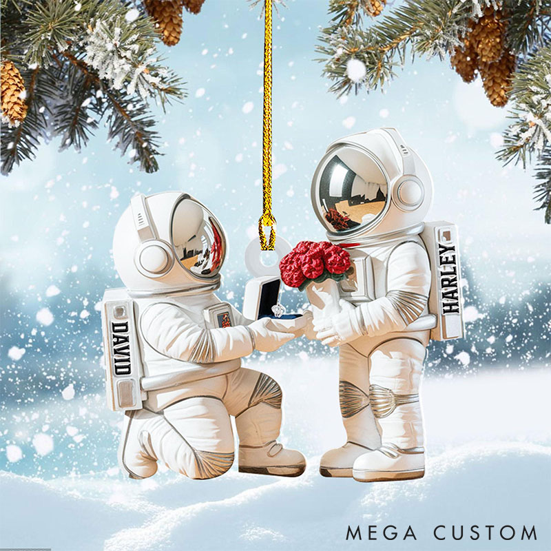 Personalized Name Couple Astronaut Space Ornament Custom Astronaut Couple Ornament Gift Newlywed Christmas Gift A Love That's Out of This World