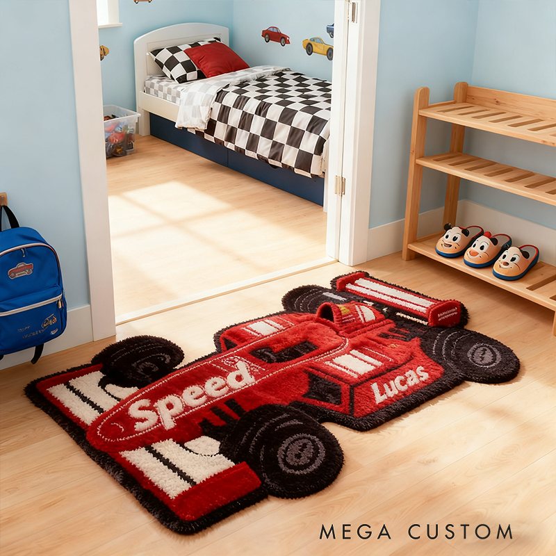Personalized Racing Car Doormat with Custom Name Design for Racers and Racing Lovers