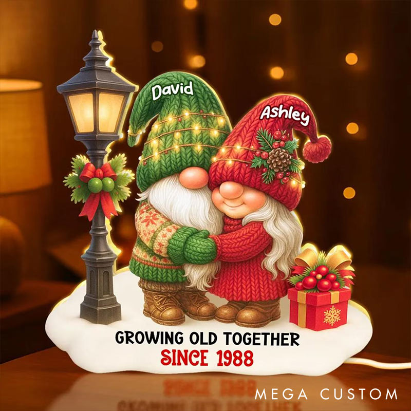 Personalized Couple Growing Old Together Since Light Box Custom Name Night Light Decor Keepsake Gift for Couple for Husband Wife Him Her 