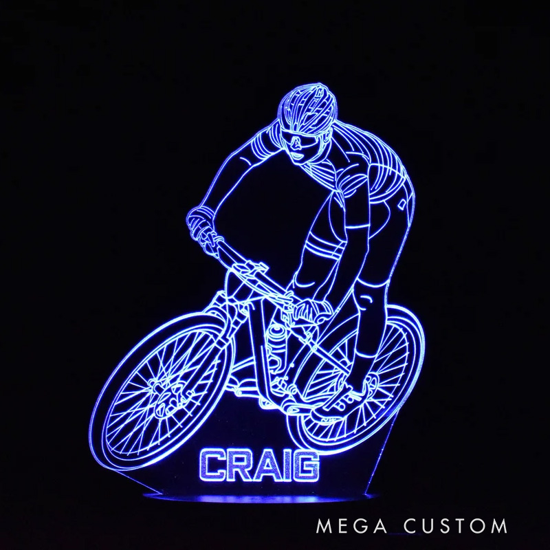 Personalized Mountain Bike LED Night Light Custom Name Bicycle Led Lamp Biker Birthday Gift Cyclist Bedroom Decor Cycling Sign Engraved Bike Lamp