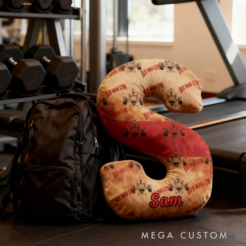 Personalized Old Man Gym Letter Pillow Graphic 3D Print Funny Letter Pillow Custom Name Pillow Comfortable Christmas Decor for Gym Lovers