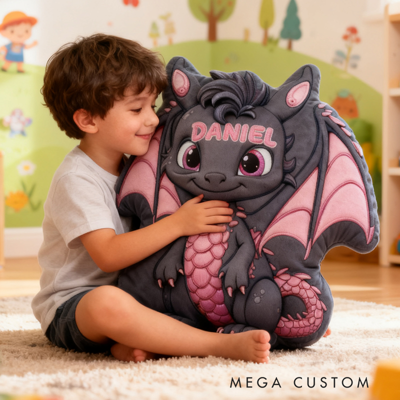 Personalized Cute Little Dinosaur with Name Graphic 3D Print Pillow Christmas Gift for Kids Birthday Gift