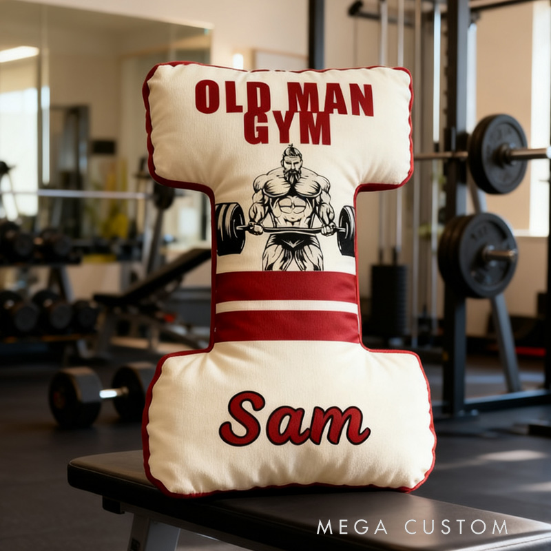 Personalized Old Man Gym Letter Pillow Graphic 3D Print Funny Letter Pillow Custom Name Pillow Comfortable Christmas Decor for Gym Lovers