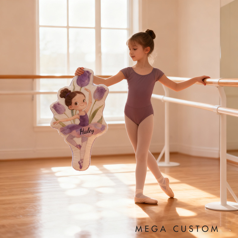 Personalized Ballet Dancers Tulip Pillow with Your Own Name Soft Stuffed Toy for Kids Unique Decorative Cushion for Girls' Room and Dance Studio