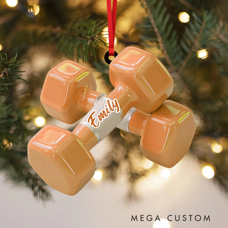 Personalized Custom Name Pink Dumbbell Ornament Fitness Keepsake Fitness Lovers Gifts for Gym Lovers