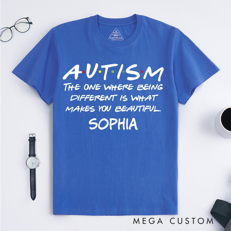 Personalized Autism Being Different Is Beautiful Inspirational Awareness Themed T-shirt Autism Awareness Gift