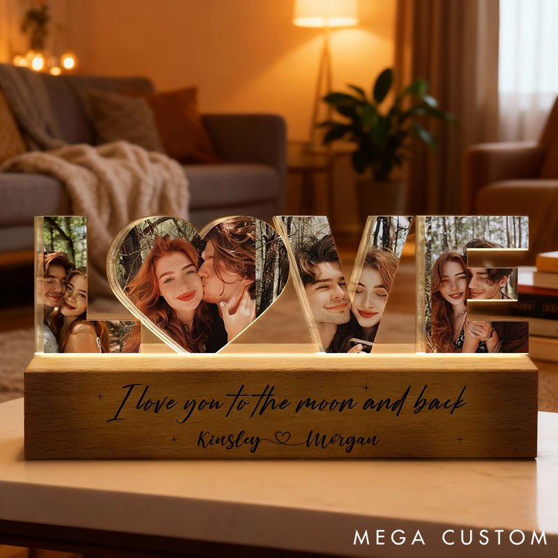 Personalized Couple Photo LOVE Collage Night Light Custom Night Lamp from Your Own Picture First Christmas Gift for Girlfriend Valentine's Day Gift