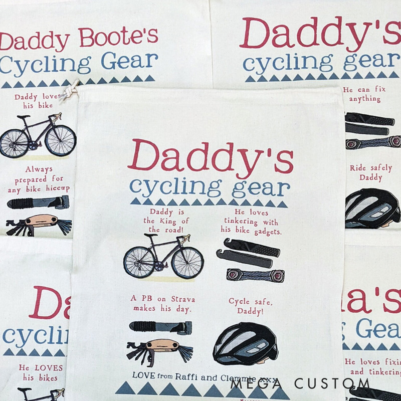 Personalized Merry Christmas Sack Family Christmas Gift Wrap Bag Cycling Storage Sack Mountain Bike Gift Cotton Cycling Kit Sports Bag Gift for Cyclist Bicycle Biker Riding Lovers