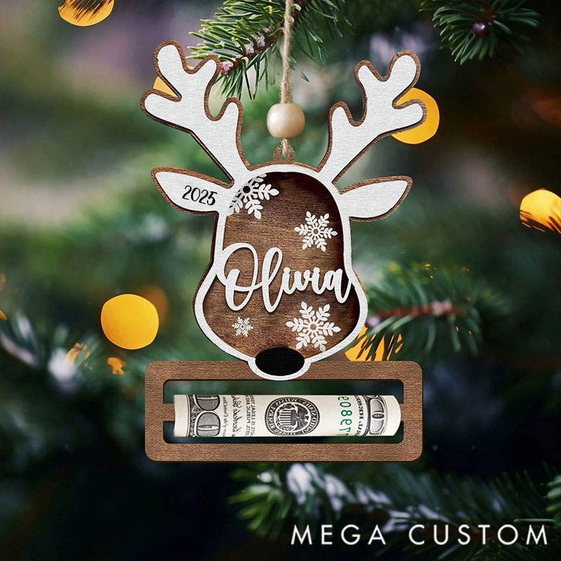 Personalized Reindeer Money Holder Christmas Ornament, Tree Christmas Gifts