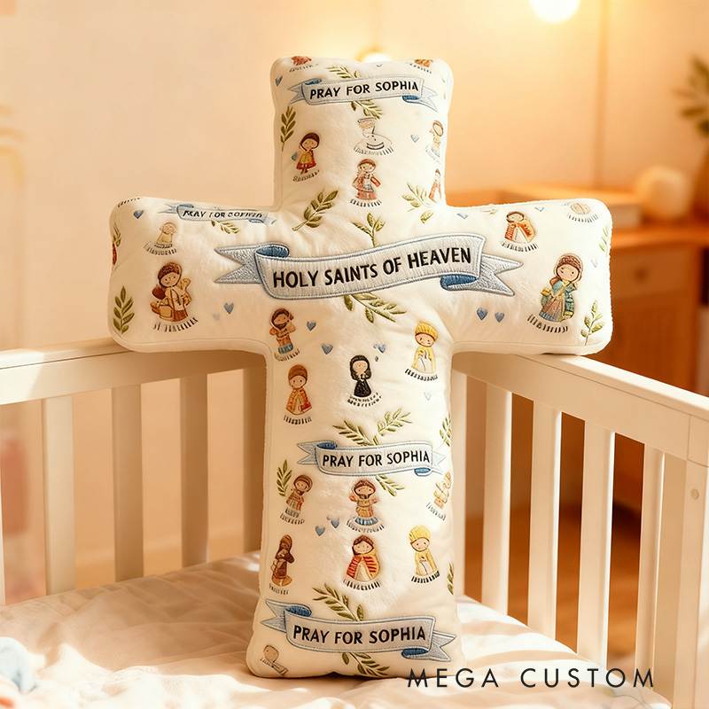 Personalized Saint Cross Pillow with Custom Name Home Decor Graphic 3D Print Pillow Religious Faith Gift for Christians Christmas Gift