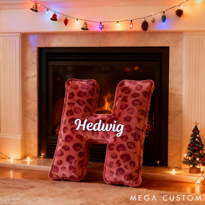 Personalized Pink Leopard Print Initial Pillow for Girlfriend Christmas Gift Pillow for Her Valentine's Day Gift for Wife Girlfriend