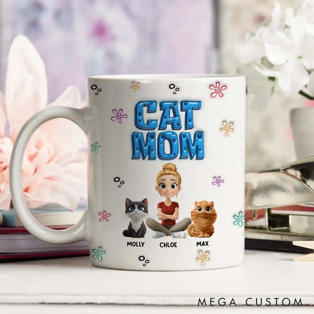 Personalized Cat Lover Sponge Cat Mom Mugs