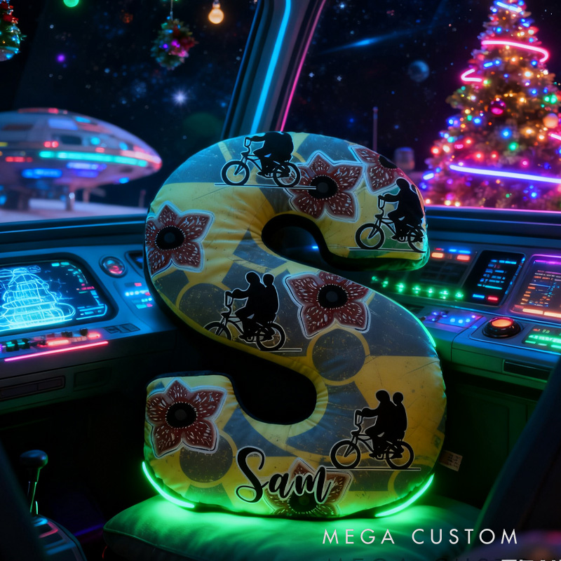 Personalized Cycling Things Letter Pillow Graphic 3D Print Bow Letter Pillow Name Pillow Comfortable Travel Cushion for Riders Riding Lovers