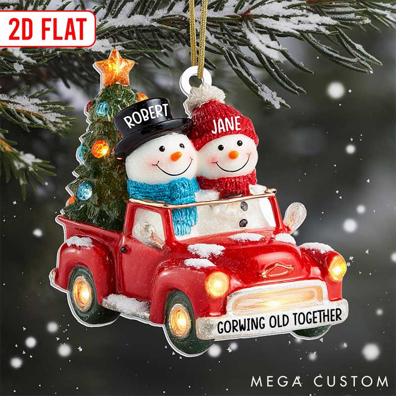 Personalized Couple Snowman 2D Flat Printed Acrylic Christmas Ornament Custom Wedding Married Engagement Xmas Ornament Our First Christmas Gift
