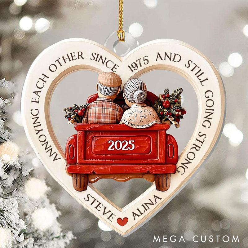 Personalized Couple Ornament From First Kiss Till Last Breath Ornament Couple Christmas Ornament Red Truck Anniversary Keepsake for Elderly