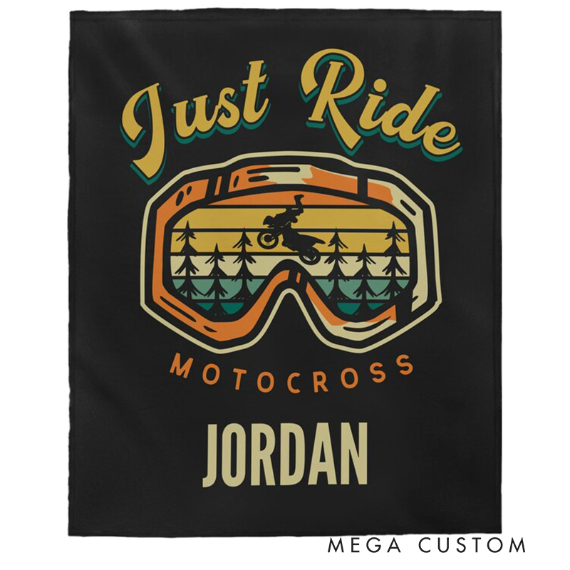 Personalized Motocross Blanket Custom Name Dirt Bike Blanket for Riders Motocross Fans and Racing Lovers