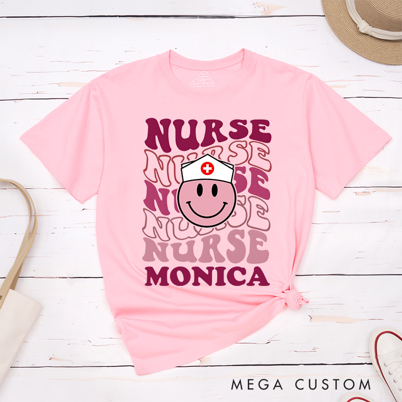 Personalized Nurse T-Shirts Smiling Nurse Pride Fashion Design T-Shirts