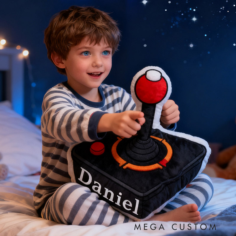 Personalized Graphic 3D Print Game Controller-Shaped Pillow with Your Name Perfect Christmas Gift for Gamers and Suitable for Kids