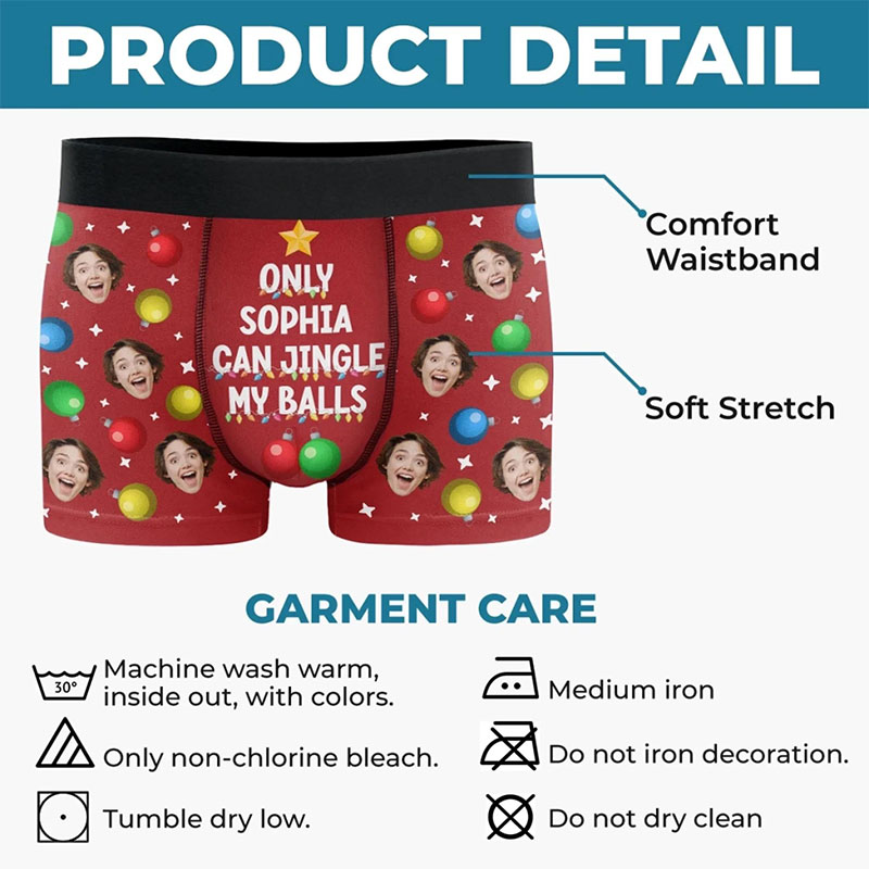 Personalized Girlfriend Wife Face Boxer Briefs Men Christmas Underwear with Women Face Photo Xmas Gift for Boyfriend Husband Groom Gift from Bride
