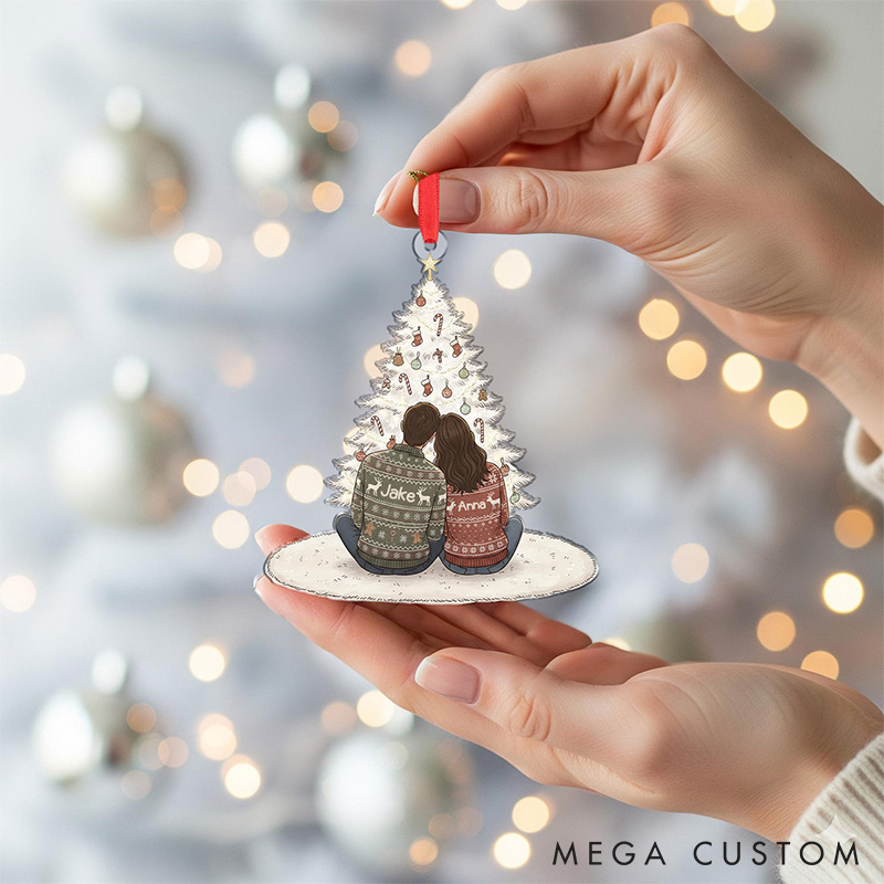 Personalized Couple Christmas Ornament Christmas Tree Decoration with Names and Holiday Sweaters Couple Holiday Ornament