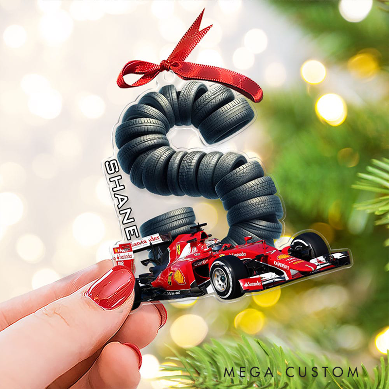 Personalized Racing Car Ornament Custom Initial or Name Sports Car Christmas Decoration Gift for Racing Fans