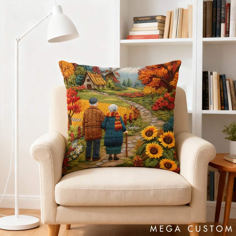 Personalized Countryside View Couple Pillow Custom Names Couple Home Pillow Romantic Anniversaries Gift for Husband Wife for Home